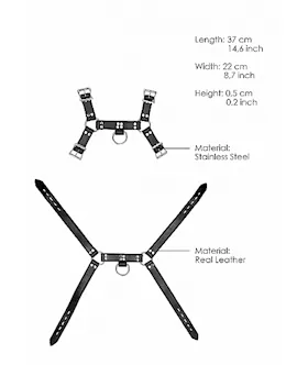 Leather Male Chest Harness- Black