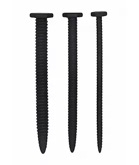 Silicone Screw Plug Set- Urethral Sounding Black