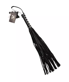 Bound X Leather Flogger With Patent Handle