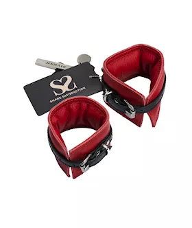 Bound X Padded Leather Wrist Cuffs With Thin Strap