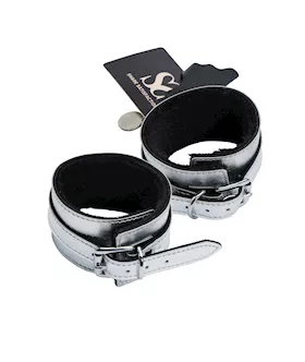 Bound X Silver Metallic Leather Wrist Cuffs