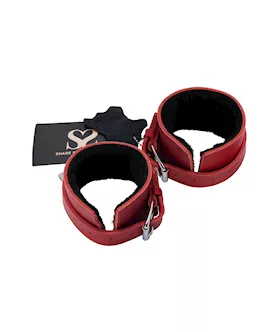 Bound X Textured Leather Wrist Cuff with Fur Lining