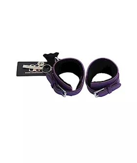 Bound X Textured Leather Wrist Cuff With Fur Lining