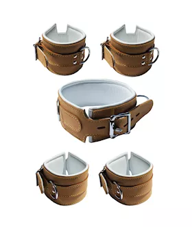 Bound X Caramel Leather Cuffs And Collar Set