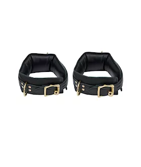 Bound X Padded Calfskin Cuffs And Collar Set