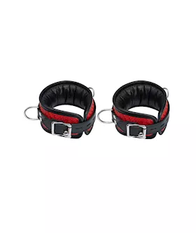 Bound X Padded Woven Leather Cuffs And Collar Set