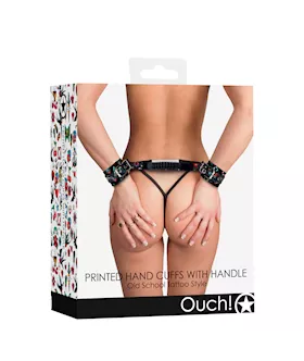 Printed Handcuffs With Handle - Old School Tattoo Style  