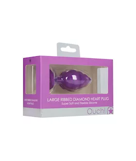 Large Ribbed Diamond Heart Plug