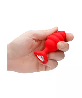 Large Ribbed Diamond Heart Plug