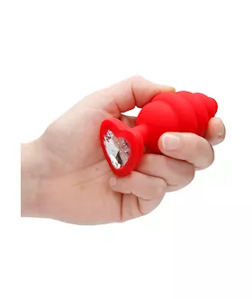 Extra Large Ribbed Diamond Heart Plug