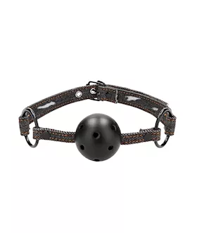 Breathable Ball Gag - With Roughened Denim Straps 