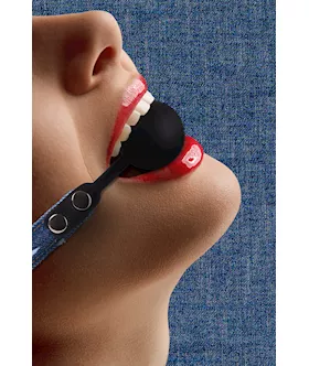 Silicone Ball Gag - With Roughened Denim Straps 