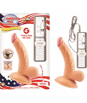 Nass Toys All American Whoppers Vibrating Curved Dildo With Balls - 4 Inch
