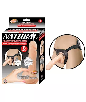 Nass Toys Realskin Squirting Penis With Strap-on Harness - 8.5 Inch