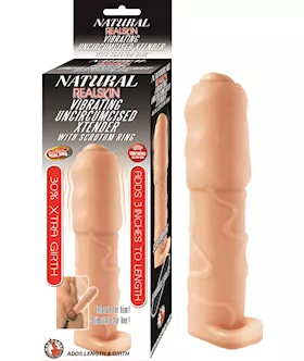 Nass Toys Uncut Vibrating Penis Extender With Scrotum Ring - 6.3 Inch