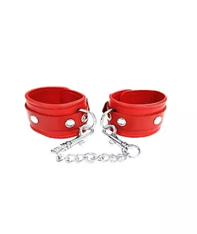 Rouge Plain Leather Ankle Cuffs