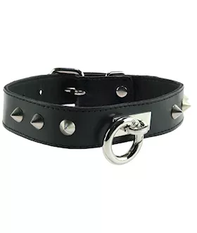 Rouge Leather Thin Studded Collar