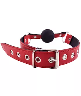 Rouge Leather And Rubber Ball Gag