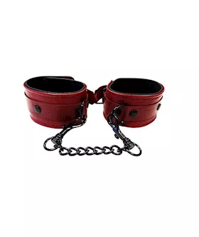 Rouge Plain Leather Wrist Cuffs