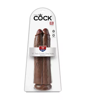 King Cock 11 Inch Two Cocks One Hole