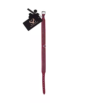 Bound X Pink Collar With Red Rhinestones
