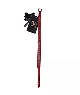 Bound X Red Collar With Silver Rhinestones - Two Rows