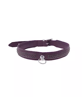 Bound X Purple Collar With Black Rhinestones - Two Rows