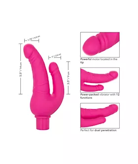 Rechargeable Power Stud Over & Under Double Dildo Vibrator