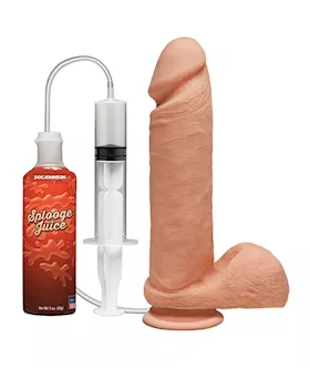 The D Perfect D Squirting 8 Inch With Balls Ultraskyn Vanilla