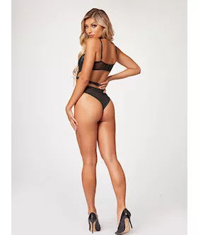 Midnight Love Vegan Leather Two Piece Teddy Set Stm-11524-black-s