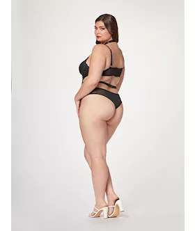 Midnight Love Vegan Leather Two Piece Teddy Set Stm-11524x-black-3x/4x