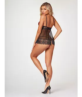 The Romantic Two Piece Babydoll Set Stm-11547-black-l