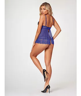 The Romantic Two Piece Babydoll Set Stm-11547-blue-m