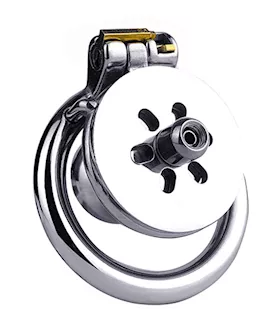 Button Key Locked Inverted Chastity Cage With Dildo Attachment