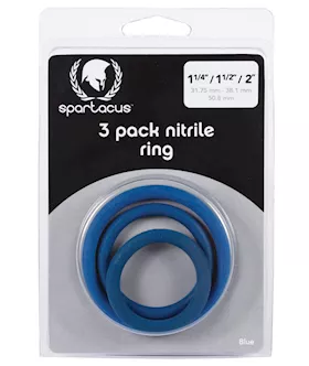 Spartacus Nitrile Cock Ring Set  Blue Pack of 3
