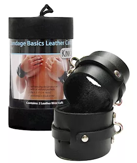 KinkLab Leather Wrist Cuffs  Black