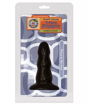 Triple Ripple Butt Plug - Medium Black