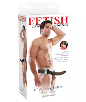 Fetish Fantasy Series 8quot Vibrating Hollow Strap On  Brown