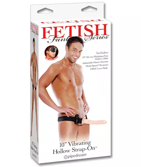 Fetish Fantasy Series 10" Vibrating Hollow Strap On - Flesh