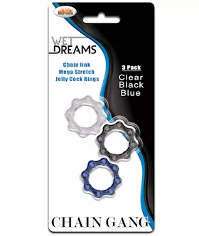 Wet Dreams Chain Gang Cock Rings Asst Pack of 3