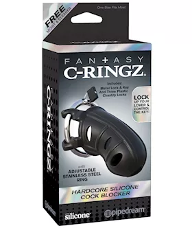 Fantasy C-ringz Hardcore Silicone Cock Blocker - Black