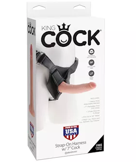 King Cock Strap On Harness w7quot Cock  Flesh