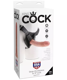 King Cock Strap On Harness W/8" Cock - Flesh