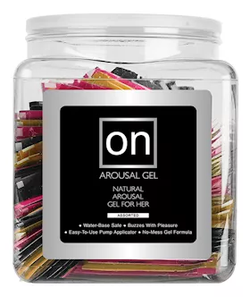 On for Her Arousal Gel Single Use Packet Tub  Asst Flavor