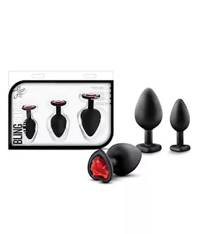 Blush Luxe Bling Plugs Training Kit  Black wRed Gems
