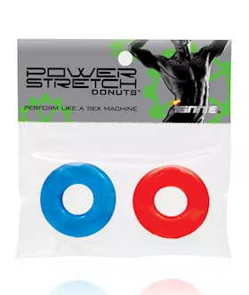 Ignite Power Stretch Donuts Cockrings - Pack Of 2 Red/blue