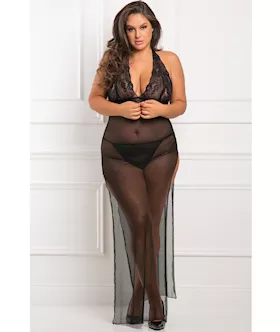 Rene Rofe All Out There 2 Pc Gown Set Black 3x/4x