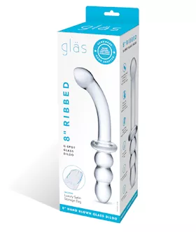 Glas 8quot Ribbed GSpot Glass Dildo