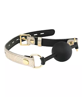 Spartacus Silicone Gag wLeather Lining  White Snakeskin Micro Fiber