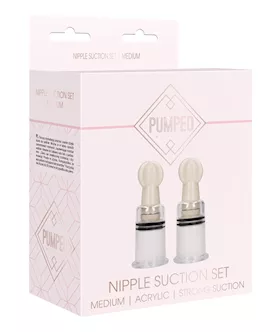 Shots Pumped Nipple Suction Set  Medium Clear